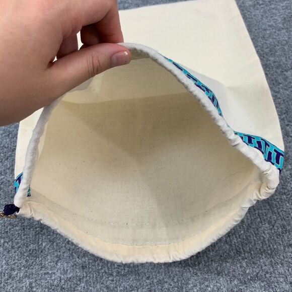 Tory Burch Dust Bag 15 in x 12 in Canvas Drawstring Strap Geometric Trim Charm - Picture 6 of 9